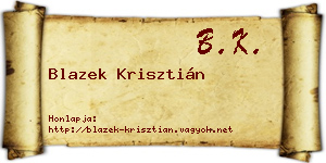 Blazek Krisztián névjegykártya